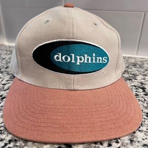 Vintage Miami Dolphins Strapback Hat Beige Classic Team NFL Collection 90s Y2k